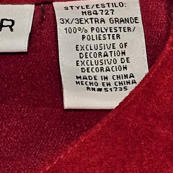 NEW RED Bling Top w Sequence n Embroidery Plus Size 3X - Picture 8 of 10